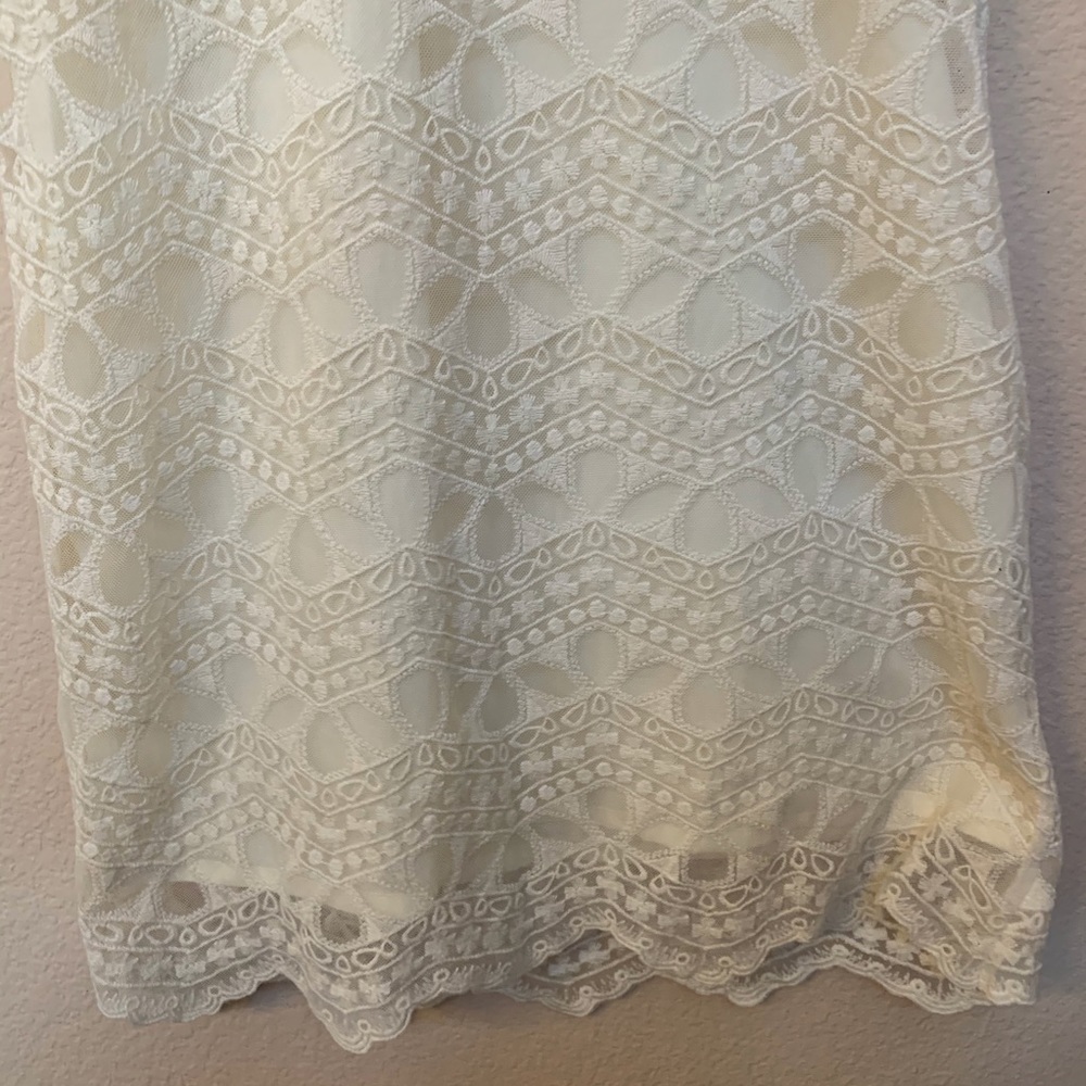 Zara Beige Cream Lace Short Sleeve Dress Small - Picture 4 of 8